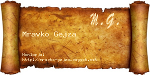Mravko Gejza névjegykártya